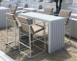 Table haute design en aluminium blanc 160cm 