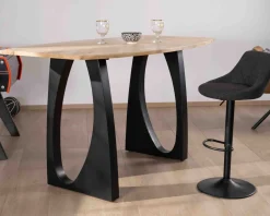 Table haute en acacia 185 cm et pieds métal noir design "Audacio"