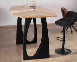 Table haute en acacia 185 cm et pieds métal noir design "Audacio"