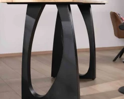 Table haute en acacia 185 cm et pieds métal noir design 