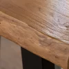 Table haute style atelier en teck recyclé massif “Lasia” avec piètement métal noir en U
