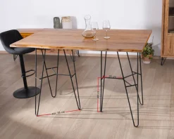 Table mange-debout épurée en acacia et pieds métal design "Wendy" 160 cm
