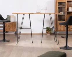 Table mange-debout épurée en acacia et pieds métal design 