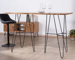 Table mange-debout épurée en acacia et pieds métal design 