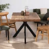 Table rectangulaire 180cm acacia finition chevrons piètement métal mikado "Géonidum"