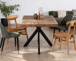 Table rectangulaire 180cm acacia finition chevrons piètement métal mikado "Géonidum"