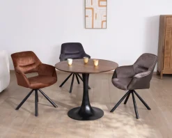 Table ronde 90 cm esprit bistrot 