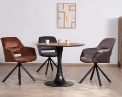 Table ronde 90 cm esprit bistrot 
