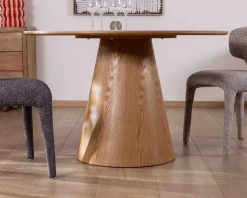 Table ronde 120 cm plateau céramique blanc effet marbre 