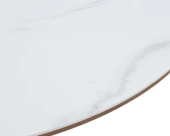 Table ronde 120 cm plateau céramique blanc effet marbre 