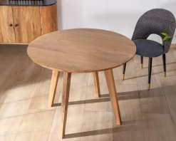 Table ronde en acacia style rétro 
