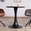 Table ronde esprit bistrot en manguier noir et pied tulipe "Piccadilly" diamètre 70 cm