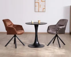 Table ronde esprit bistrot en manguier noir et pied tulipe 