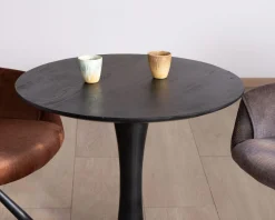 Table ronde esprit bistrot en manguier noir et pied tulipe 