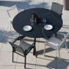 Table ronde noire en céramique et aluminium "Chinon" 160 cm
