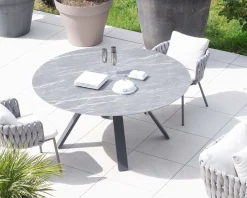 Table ronde noire en céramique et aluminium 