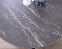 Table ronde noire en céramique et aluminium 