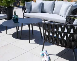 Tables basses rondes diam. 85 et 60 aluminium anthracite "Saumur"