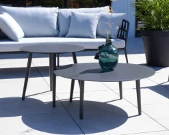 Tables basses rondes diam. 85 et 60 aluminium anthracite "Saumur"
