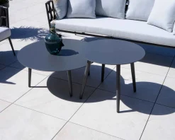Tables basses rondes diam. 85 et 60 aluminium anthracite 