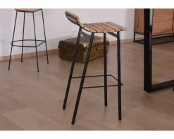 Tabouret de bar design métal et bois massif "Caractère"