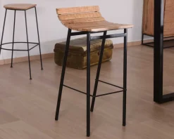Tabouret de bar design métal et bois massif