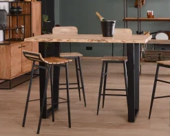 Tabouret de bar design métal et bois massif
