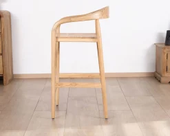 Tabouret de bar en acacia design épuré avec dosseret "Vogue"
