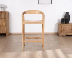 Tabouret de bar en acacia design épuré avec dosseret 