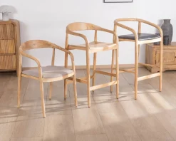 Tabouret de bar en acacia design épuré avec dosseret 