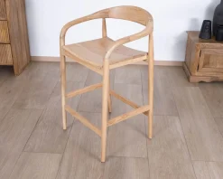 Tabouret de bar en acacia design épuré avec dosseret 