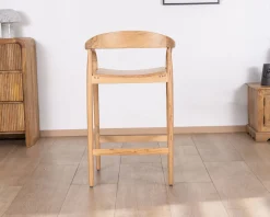 Tabouret de bar en acacia design épuré avec dosseret 