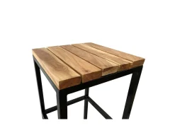 Tabouret de bar en métal et bois exotique "Garden"