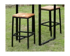 Tabouret de bar en métal et bois exotique "Garden"