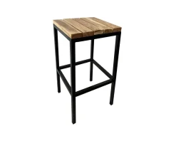 Tabouret de bar en métal et bois exotique 