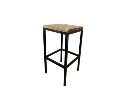 Tabouret de bar en métal et bois exotique 