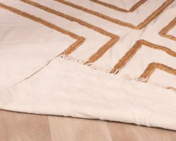Tapis beige en coton orné de jute tressée 120 x 180 cm "Ethnic"