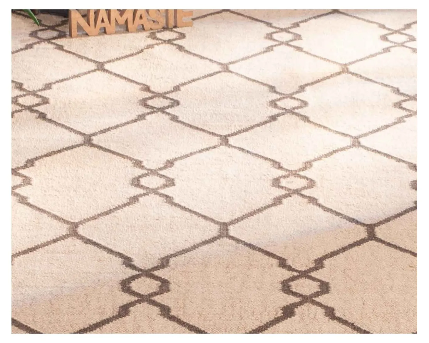 Tapis en jute et laine style kilim beige "Cocoon" format 200x300 cm