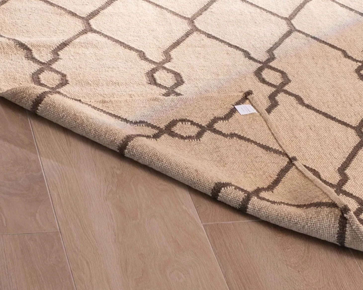 Tapis en jute et laine style kilim beige "Cocoon" format 200x300 cm