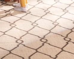 Tapis kilim beige motif berbère en laine et jute "Cocoon" format 120x180 cm