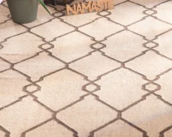 Tapis kilim beige motif berbère en laine et jute