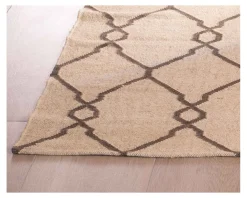 Tapis kilim beige motif berbère en laine et jute