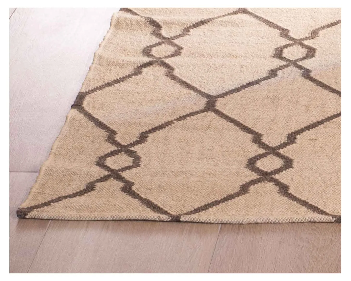 Tapis kilim beige motif berbère en laine et jute "Cocoon" format 120x180 cm
