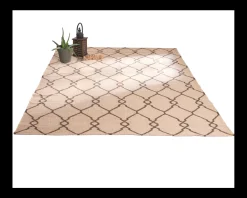 Tapis kilim beige motif berbère en laine et jute