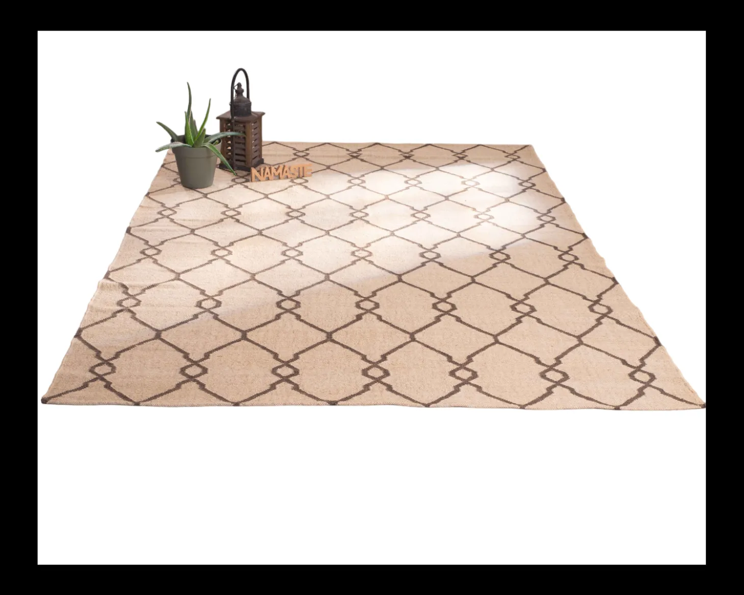 Tapis kilim beige motif berbère en laine et jute "Cocoon" format 120x180 cm