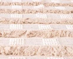 Tapis multi textures beige tissé main 