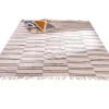 Tapis rectangulaire blanc avec franges et rayures bleues "Ethnic" 120x180 cm