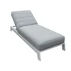 Transat matelassé en aluminium blanc et tissu gris qualité supérieure "Terrasse"