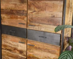 Vaisselier en bois de manguier et métal style industriel 