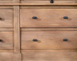 Vaisselier en manguier massif 170 cm avec portes vitrées et tiroirs 